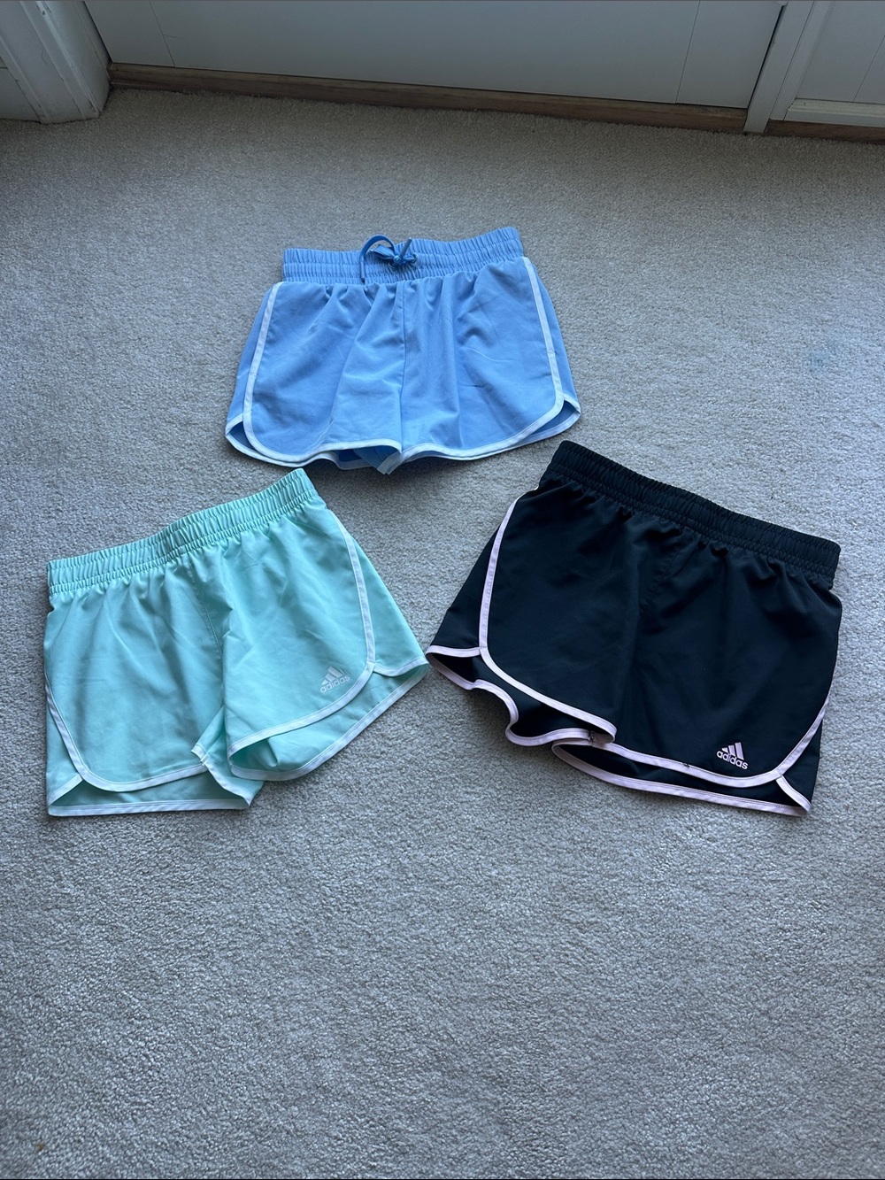 Girls' 3-Pack Athletic Shorts - Black, Light Blue, Mint